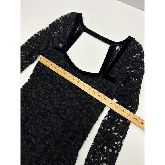 Free People Mini Dress L Black Lace Flirt For You Long Sleeve Cut Out Back - Picture 5 of 10